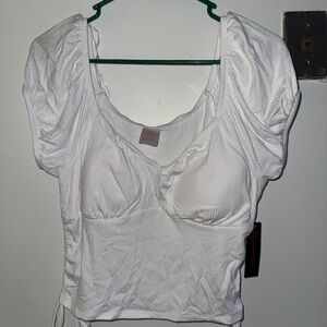 White Ruched Women's Crop Top